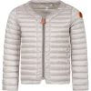 SAVE THE DUCK BEIGE VELA DOWN JACKET FOR GIRL WITH LOGO