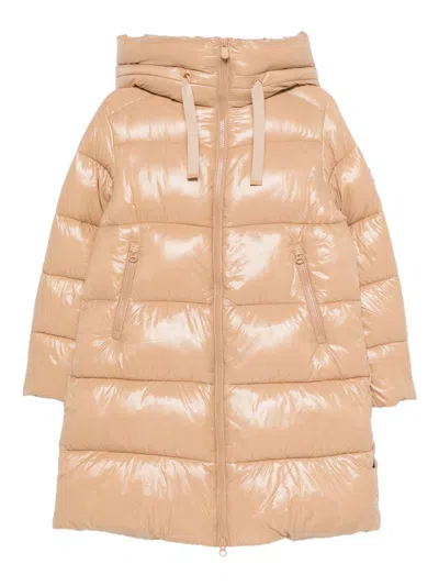 SAVE THE DUCK 'Bella' long down jacket in beige SAVE THE DUCK