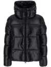 Save The Duck Biddy Black Down Jacket With Hood And Logo Patch On The Sleeve In Tech Fabric Man In Black