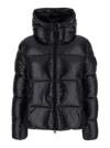 Save The Duck Biddy Black Down Jacket With Hood And Logo Patch On The Sleeve In Tech Fabric Man In Black