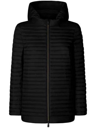 Save The Duck Black Alima Cropped Quilted Padded Coat