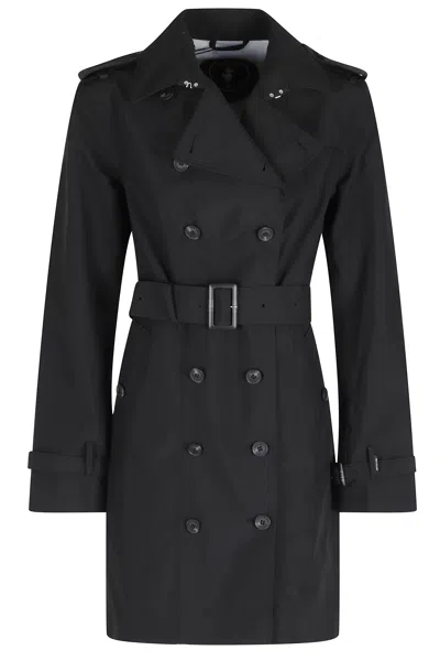 Save The Duck Black Audrey Double-breasted Lapels Polyester Trench Coat