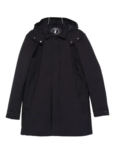 SAVE THE DUCK BLACK COAT WITH CONCEALED CLOSURE