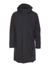 Save The Duck Black Coat With Zip And Buttons Closure In Multi