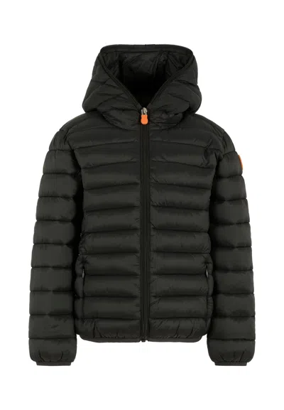 Save The Duck Kids' Black Dony Down Jacket For Boy With Logo