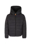 Save The Duck Black Down Jacket For Boy With Logo