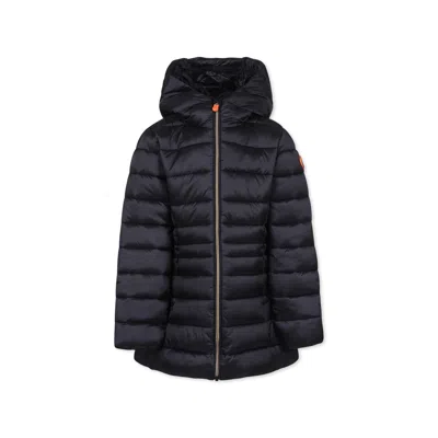 Save The Duck Kids' Black Down Jacket For Boy With Logo