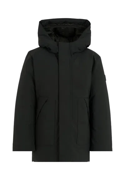 SAVE THE DUCK BLACK DOWN JACKET FOR BOY WITH LOGO