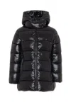 Save The Duck Black Down Jacket For Girl With Logo In Black