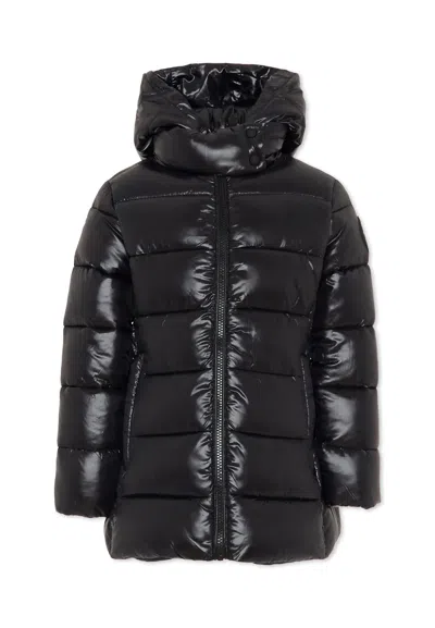 Save The Duck Kids' Black Down Jacket For Girl With Logo