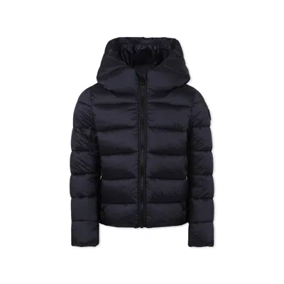 Save The Duck Kids' Black Down Jacket For Girl With Logo