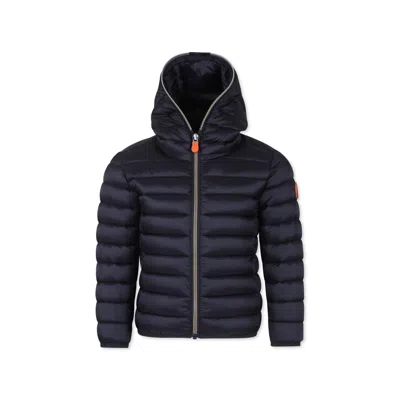 SAVE THE DUCK BLACK DOWN JACKET FOR GIRL WITH LOGO