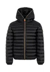 Save The Duck Blue Iris Down Jacket For Girl With Logo In Black