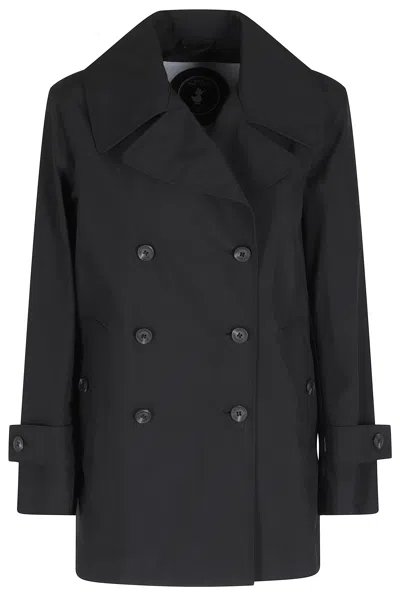 Save The Duck Black Sofi Double-breasted Wide Lapels Polyester Trench Coat