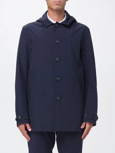 Save The Duck Short Technical Fabric Raincoat With Removable Hood By In Blue