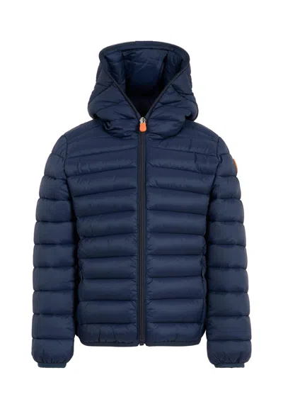 SAVE THE DUCK BLUE DONY DOWN JACKET FOR BOY WITH LOGO
