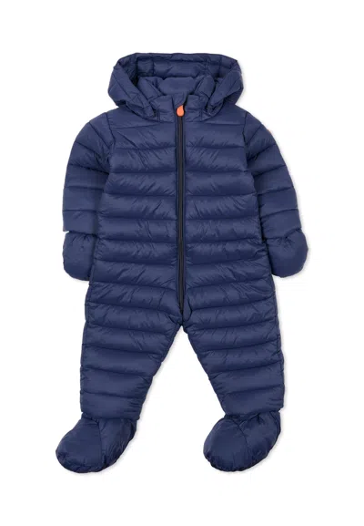 Save The Duck Blue Down Jacket For Baby Boy With Logo
