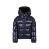 Save The Duck Blue Down Jacket For Boy With Logo In Blue