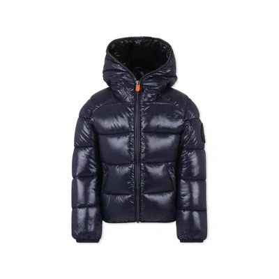 Save The Duck Kids' Blue Down Jacket For Boy With Logo