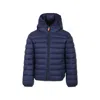 Save The Duck Blue Down Jacket For Boy With Logo In Blue