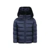 Save The Duck Blue Down Jacket For Girl With Logo In Blue