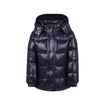 Save The Duck Kids' Blue Down Jacket For Girl With Logo