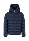 Save The Duck Blue Huey Down Jacket For Boy With Logo In Blue