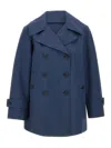 Save The Duck Double-breasted Blue Coat With Tailored Silhouette In Black