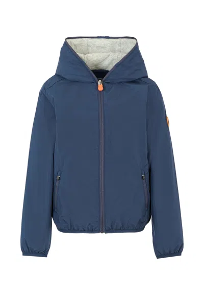 Save The Duck Blue Jules Windbreaker For Kids With Logo