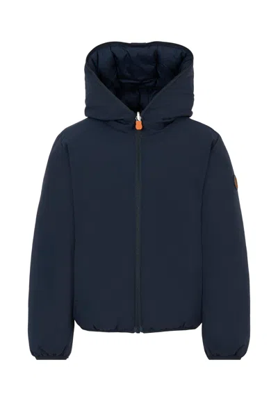 Save The Duck Kids' Blue Reversible Down Jacket Oliver For Boy With Logo