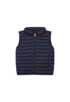 Save The Duck Blue Vest For Baby Boy With Logo In Blue