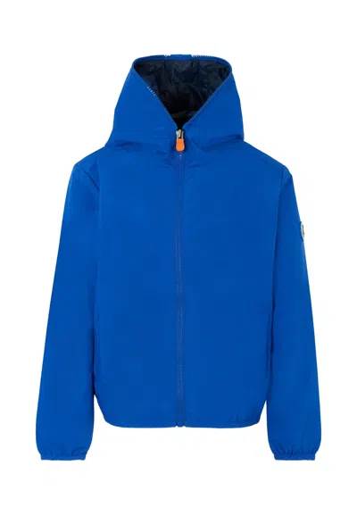 Save The Duck Blue Windbreaker For Kids With Logo