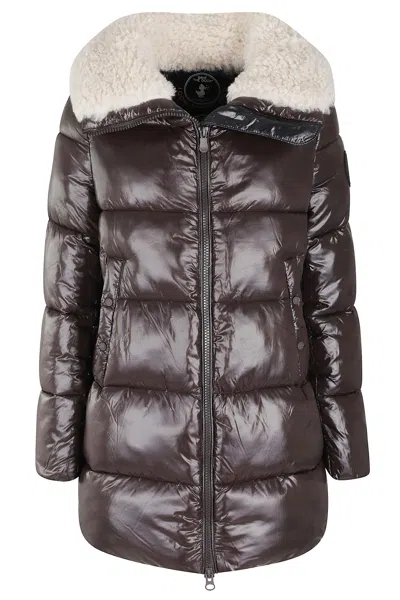 Save The Duck Zip-up Coat In Brown