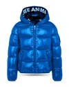 Save The Duck Artie Down Jacket With Hood With Animal Free Padding With Animal-free Padding With Zip Closure And L In Blue Berry