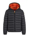 Save The Duck Logo-patch Hooded Padded Jacket In Black+ginger