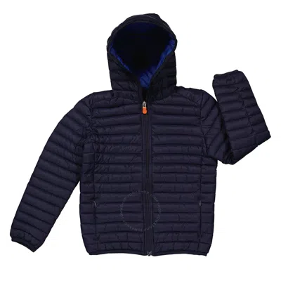 Save The Duck Boys Navy Huey Hooded Puffer Jacket In Blue