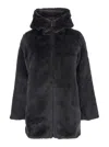 Save The Duck Bridget Black Reversible Jacket With Front Zip Closure In Ecofur Woman In Black