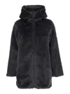 Save The Duck Bridget Black Reversible Jacket With Front Zip Closure In Ecofur Woman In Black