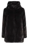 Save The Duck Bridget Black Reversible Jacket With Front Zip Closure In Ecofur Woman In Brown