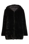 Save The Duck Bridget Reversible Faux Fur Hooded Jacket In Black