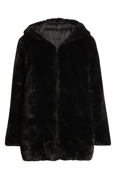 Save The Duck Bridget Reversible Faux Fur Hooded Jacket In Black