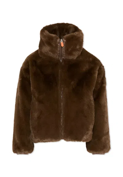 Save The Duck Kids' Brown Reversible Faux Fur For Girl
