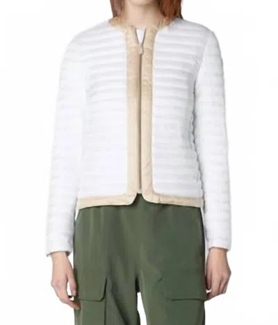 Save The Duck Carina Puffer Jacket In White/beige Trim