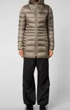 Save The Duck Caroline Longline Puffer Jacket In Mud Grey In Multi