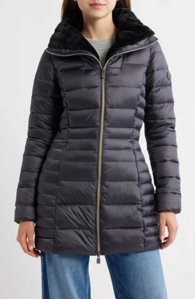 Save The Duck Caroline Water Repellent Satin Puffer Jacket In Black