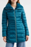 Save The Duck Caroline Water Repellent Satin Puffer Jacket In Blue