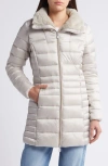 Save The Duck Caroline Water Resistant Coat With Faux Fur Lining In Beige