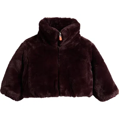 Save The Duck Kids'  Ceri Reversible Faux Fur Puffer Jacket In Burgundy