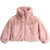 Save The Duck Kids' Reversible Faux-fur Jacket In Pink