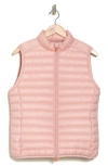 Save The Duck Channel Quilt Vest In Blush Pink